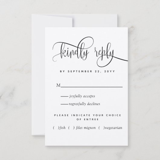 Kraft, modern rustiek, script, met maaltijden RSVP Kaartje (Voorkant)