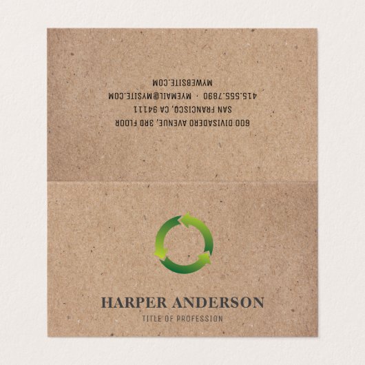 Kraft Modern Simple Green Eco Professional Visitekaartje (Buitenkant ongevouwen)