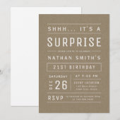 Kraft Modern Simple Typography Surprise Birthday Kaart (Voorkant / Achterkant)