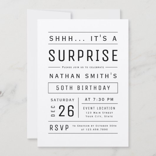 Kraft Modern Simple Typography Surprise Birthday Kaart (Voorkant)