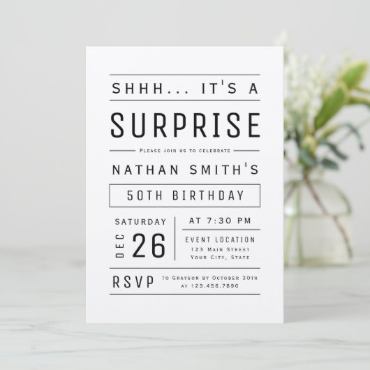 Kraft Modern Simple Typography Surprise Birthday Kaart (Staand voorkant)
