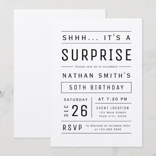Kraft Modern Simple Typography Surprise Birthday Kaart (Voorkant / Achterkant)