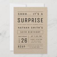 Kraft Modern Simple Typography Surprise Birthday