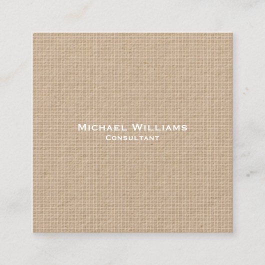 Kraft Modern Trendy Checkminimalist Professional Vierkante Visitekaartje (Voorkant)