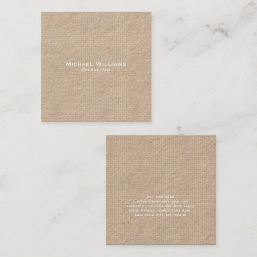 Kraft Modern Trendy Checkminimalist Professional Vierkante Visitekaartje (Voorkant / Achterkant)