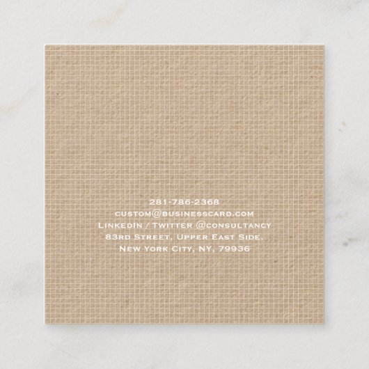 Kraft Modern Trendy Checkminimalist Professional Vierkante Visitekaartje (Achterkant)