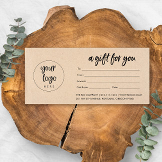 Kraft Modern Zakelijke Cadeaubon Met Logo