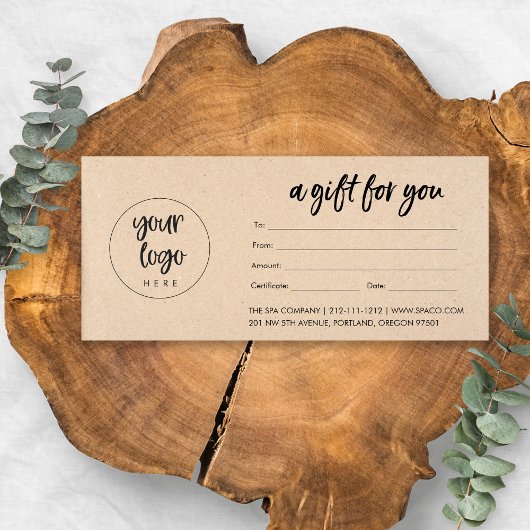 Kraft Modern Zakelijke Cadeaubon Met Logo