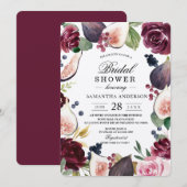 Kraft Moody & Rustic Burgundy Figs & Flowers Lijst Kaart (Voorkant / Achterkant)