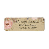 Kraft Muted Blush Pink Waterverf Roos Gold Floral Etiket (Voorkant)