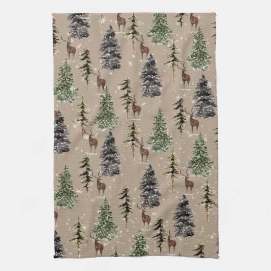 Kraft Natuurlijke Winter Woodland Snowy Spruce & S Theedoek (Verticaal)