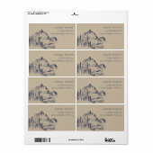 Kraft Navy Pine Bossen Mountain Sketch Adres Etiket (Full Sheet)