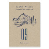 Kraft Navy Pine Bossen Mountain Sketch Wedding Kaart (Achterkant)