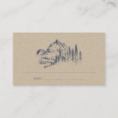 Kraft Navy Pine Bossen Mountain Sketch Wedding Plaatskaartje (Achterkant)