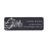 Kraft Navy Pine Wood Mountain Sketch Adres Etiket (Voorkant)