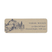Kraft Navy Pine Wood Mountain Sketch Adres Label (Voorkant)