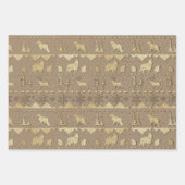 Kraft Nordic Sweater Winter Animals Rayed Gold Inpakpapier Vel (Voorkant 3)