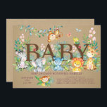 Kraft Oerwoud Geslacht Neutraal Baby shower Kaart<br><div class="desc">Schattig baby oerwoud is een neutrale uitnodiging met een zebra,  olifant,  hippo,  lion,  giraffe & aap,  geplaatst op een leuke kraft achtergrond van de tropische oerwoud. Cute nodig voor een genderneutraal baby shower. Bezoek onze winkel om deze uitnodiging in andere kleuren te uitzichten.</div>