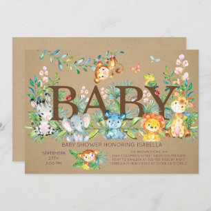 Kraft Oerwoud Geslacht Neutraal Baby shower Kaart