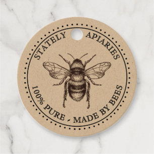 Kraft of White Bee Apiary Honey Jar Neck Label