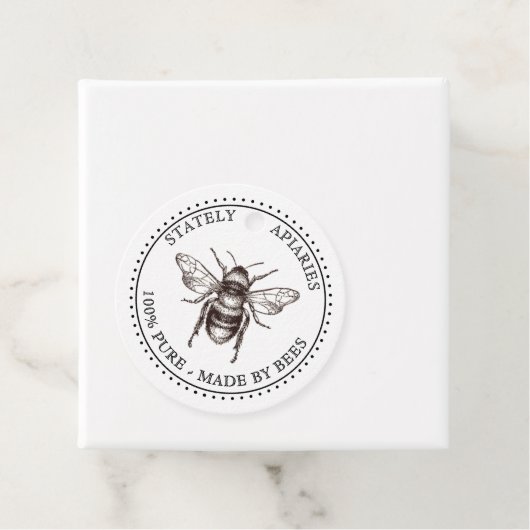 Kraft of White Bee Apiary Honey Jar Neck Label (In situ)