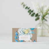 Kraft Oil Painted White Rose Blue Visitekaartje (Staand voorkant)