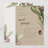 KRAFT OLIVE WATERVERF FAUNA VRIJGEZELLENFEEST INVI BEDANKKAART (Voorkant / Achterkant)