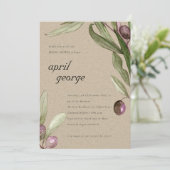 KRAFT OLIVE WATERVERF FOLIAGE BABY SHOWER INVITE BEDANKKAART (Staand voorkant)