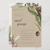 KRAFT OLIVE WATERVERF FOLIAGE BABY SHOWER INVITE BEDANKKAART (Voorkant / Achterkant)