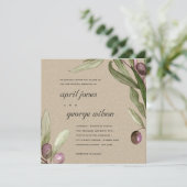 KRAFT OLIVE WATERVERF FOLIAGE WEDDING INVITE BEDANKKAART (Staand voorkant)