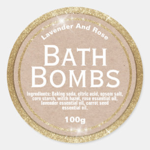 Kraft on Glam Gold Bath Bomb Labels
