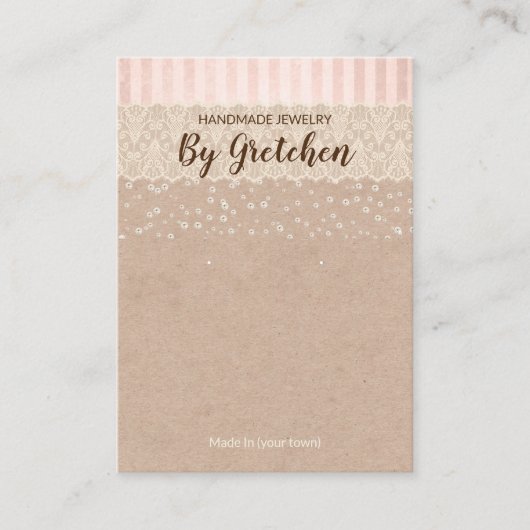 Kraft  oorbel en Ketting display Visitekaartje (Voorkant)