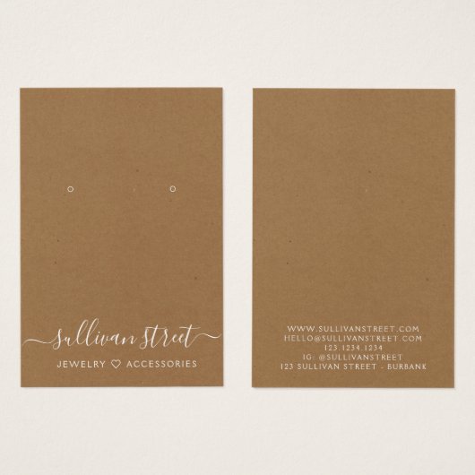 Kraft Oorbellen Sieraden Displaykaart Visitekaartje (Voorkant /achterkant)