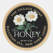 Kraft op het zwarte honingetiket ( Floral) Ronde Sticker (Voorkant)