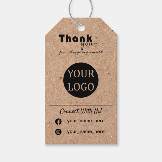 Kraft op maat bedrukte hanglabels, geschenklabels cadeaulabel (Voorkant)