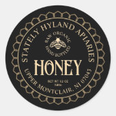 Kraft op zwarte honingraat grens en bij ronde sticker (Voorkant)