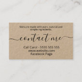 Kraft Organic Natural Spa Skincare Soap Visitekaartje (Achterkant)