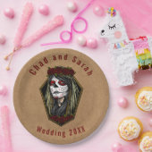 Kraft Painted Lady Skull Face Gothic Wedding Event Papieren Bordje (Feest)