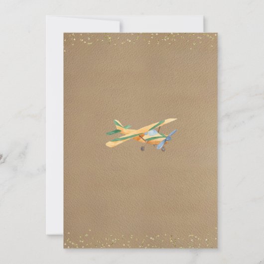 Kraft Paper Airplane Boy Birthday Party Invitation Kaart (Achterkant)