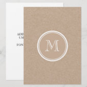 Kraft Paper Background Monogram Kaart (Voorkant / Achterkant)