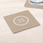 Kraft Paper Background Monogram Kartonnen Onderzetters (Schuin)
