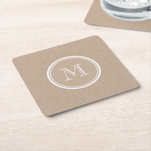 Kraft Paper Background Monogram Kartonnen Onderzetters (Schuin)