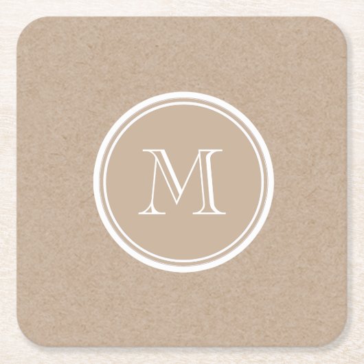 Kraft Paper Background Monogram Kartonnen Onderzetters (Voorkant)