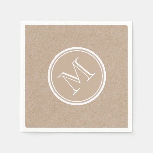 Kraft Paper Background Monogram Servet (Voorkant)