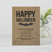Kraft Paper Bekijk Happy Halloween Rustic Bat Kaart (Staand voorkant)