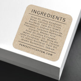 Kraft paper bekijk productetiket ingrediëntenlijst vierkante sticker