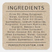 Kraft paper bekijk productetiket ingrediëntenlijst vierkante sticker (Voorkant)