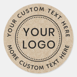 Kraft paper bekijk uw aangepaste logo cirkeltekst ronde sticker