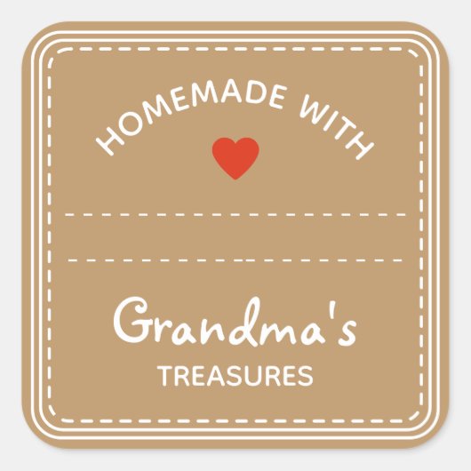 Kraft Paper Brown Jar Labels Blank TextBox Heart (Voorkant)