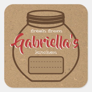 Kraft Paper Brown Red Jam Jar Food Labels Blank